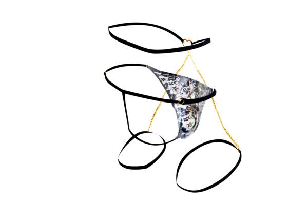 💥 Dominio con Estilo – Tanga con Liguero de Cadenas y Corazones