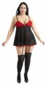 "🌹 Baby Doll Sensual Plus Negro/Rojo con Yoselin ❤️ BD62"