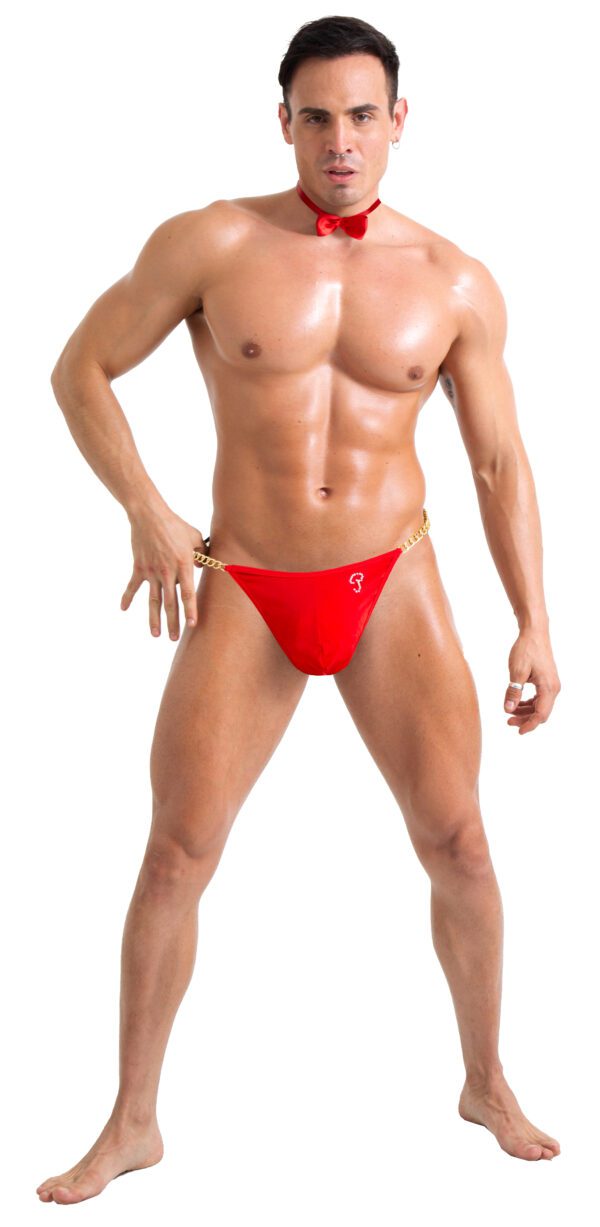🔗 Seducción en Cadena – Tanga Roja de Impacto